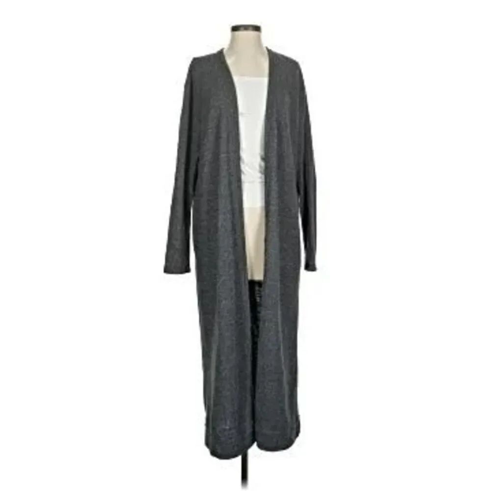 Free People S Open Front Waterfall Cardigan Sweater Gray Long Duster Lagenlook